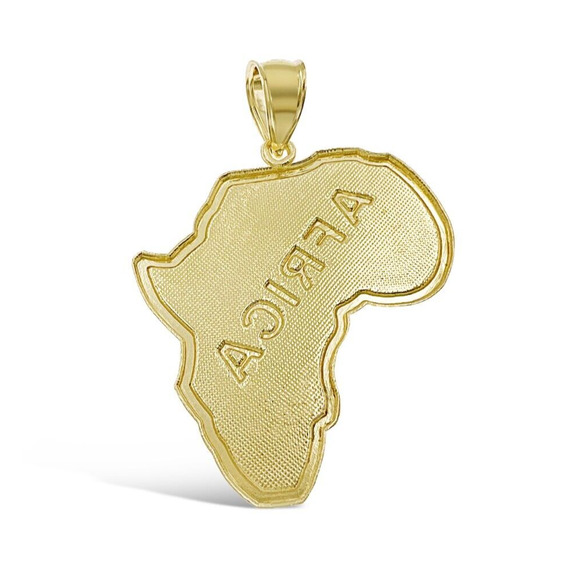 10k Gold Africa Map Continent Pendant Charm 1.6" - Picture 2 of 3